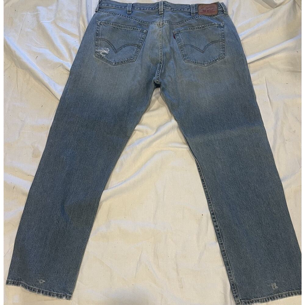Vtg Y2K Levis 501 Jeans Mens 40 X 32 Distressed Straight Leg Original Button Fly - Picture 13 of 15